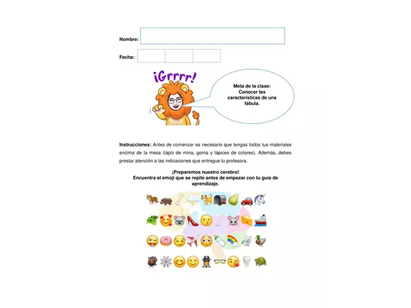 Guía fábula "El león y el ratón" + presentación en genially 2do básico
