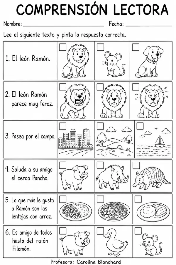 Comprensión lectora letra R