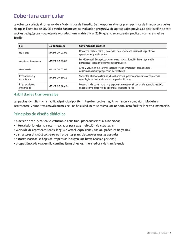 Pack 10 Ensayos SIMCE Matemática II Medio | 300 preguntas + pautas ✦ Editable