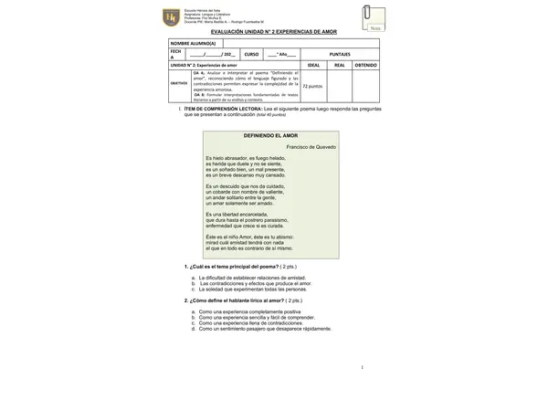 UNIDAD 2 LENGUA Y LITERATURA 