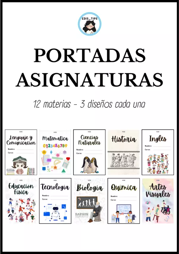 PORTADAS PARA ASIGNATURAS - 12 MATERIAS