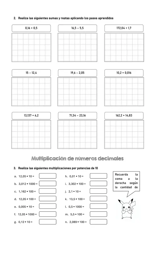 Guía números decimales