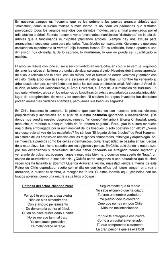 Guia, Debates sobre la Protección de los Árboles: Perspectivas y Argumentos"