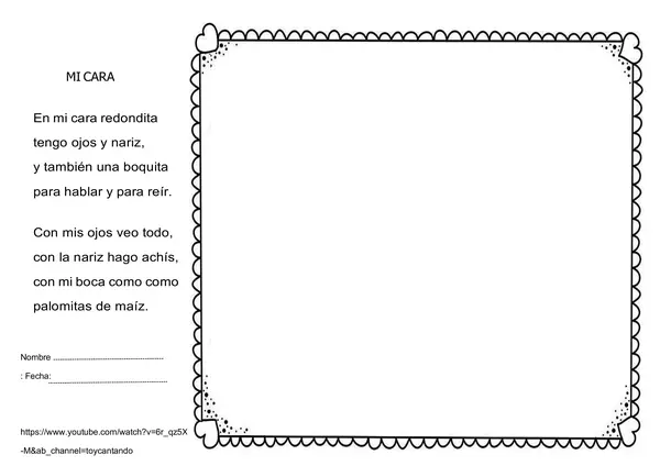 Poema "Mi carita" 1° básico.