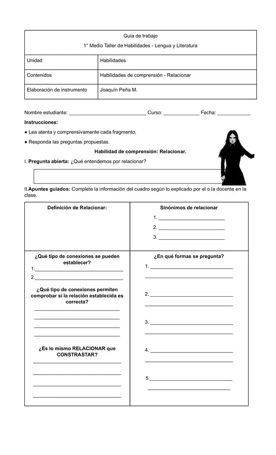 Guía habilidad de comprensión "Relacionar"