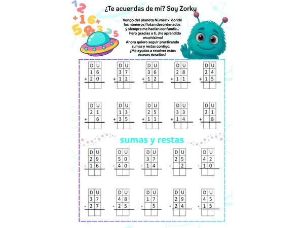 Sumas y restas sin reagrupación 