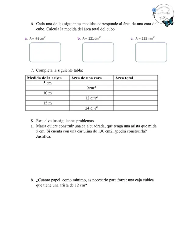 Área de la superficie de cubos y paralelepípedos