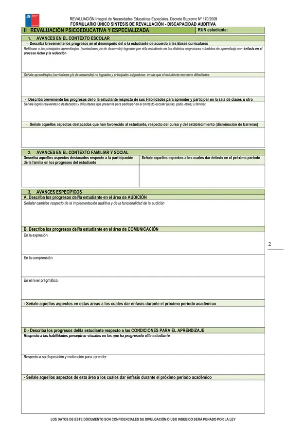 Formulario de Revaluación Discapacidad Auditiva 