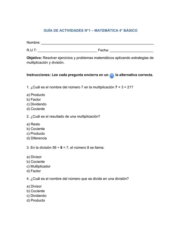 Multiplicación y división 