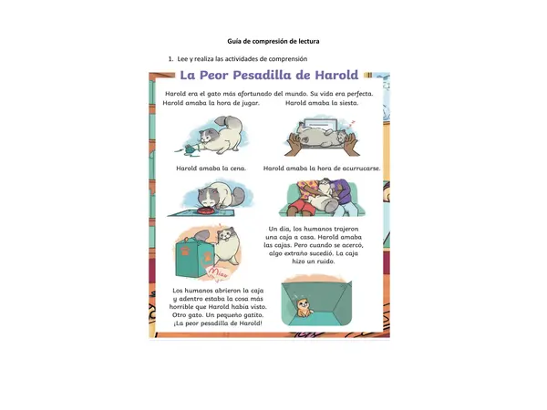 Guía de comprensión de lectura La peor pesadilla de Harold 