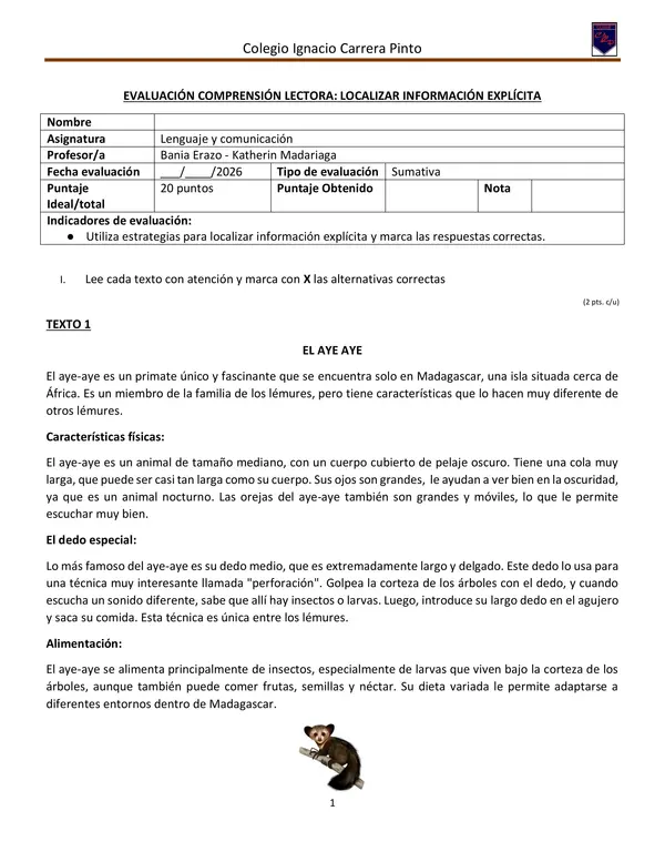 LOCALIZAR INFORMACIÓN EXPLÍCITA, EVALUACIÓN