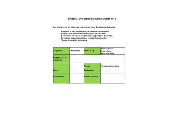 1ero básico: Matematica
