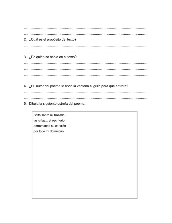 Guia de Poema Un Grillo Conmigo y Grupo GR para Lenguaje 1 Basico
