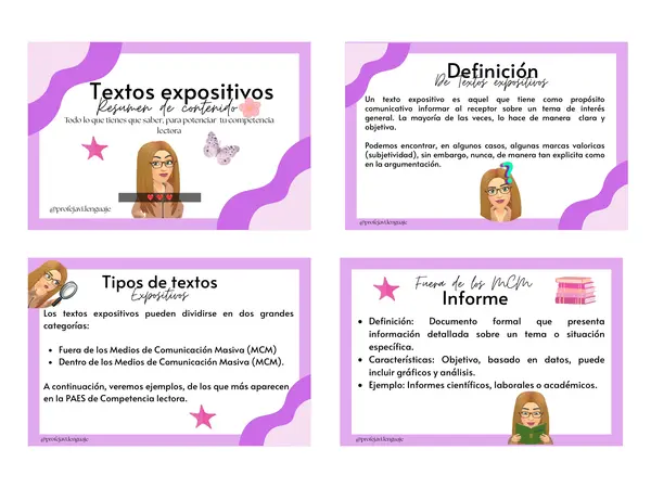 Resumen textos expositivos PAES Competencia Lectora 