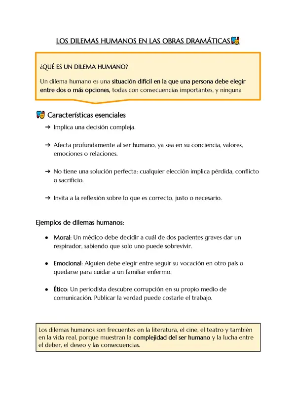 📘 Guía: El Conflicto y los Dilemas Humanos en las Obras Dramáticas 🎭 1°M