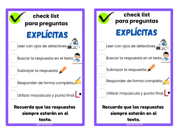 Check list preguntas explícitas 