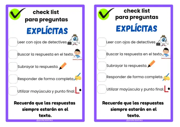 Check list preguntas explícitas 