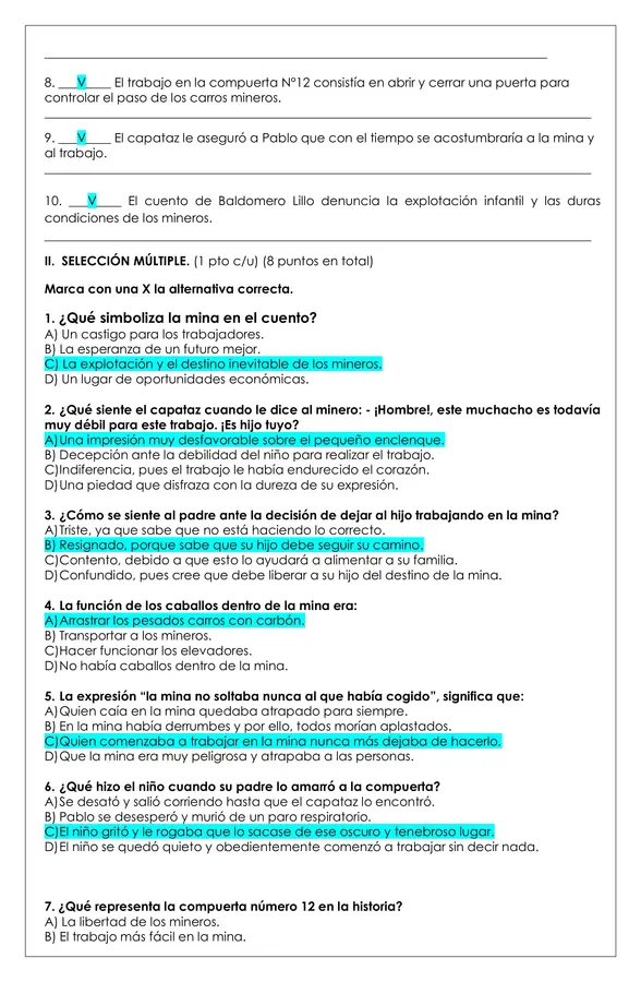 Prueba Lectura - La compuerta N°12 y El padre