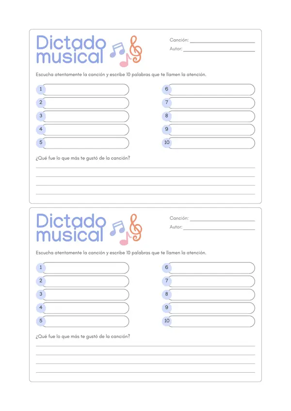 Ficha dictado musical