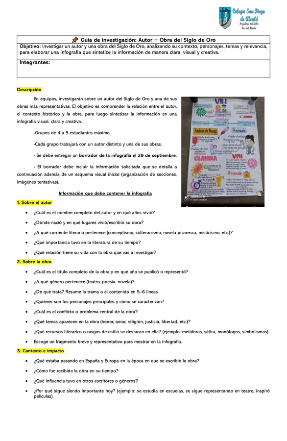 📌 Guía de Investigación y Creación de Infografía sobre el Siglo de Oro