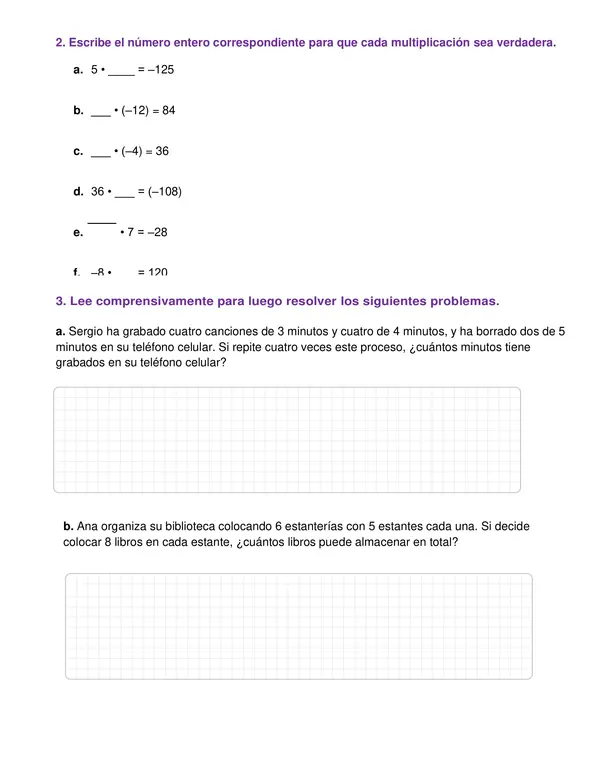 Guía Números multiplicación de números Enteros