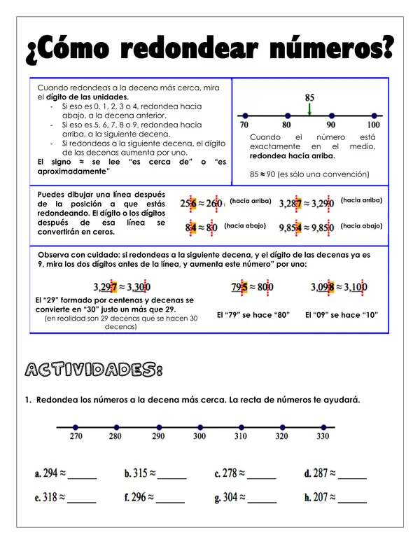 Guía de trabajo - ¿Cómo redondear números?