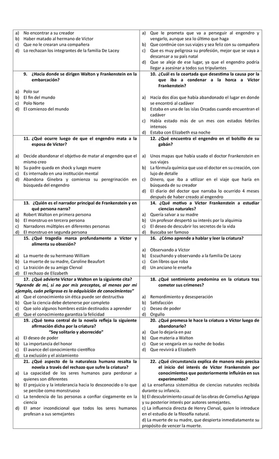 Frankenstein - Evaluación