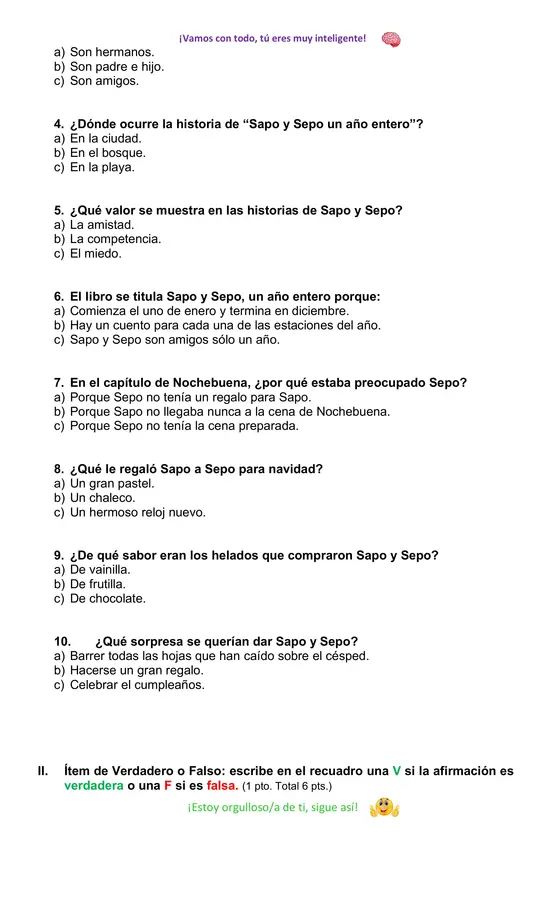 Prueba Sapo y Sepo un año entero