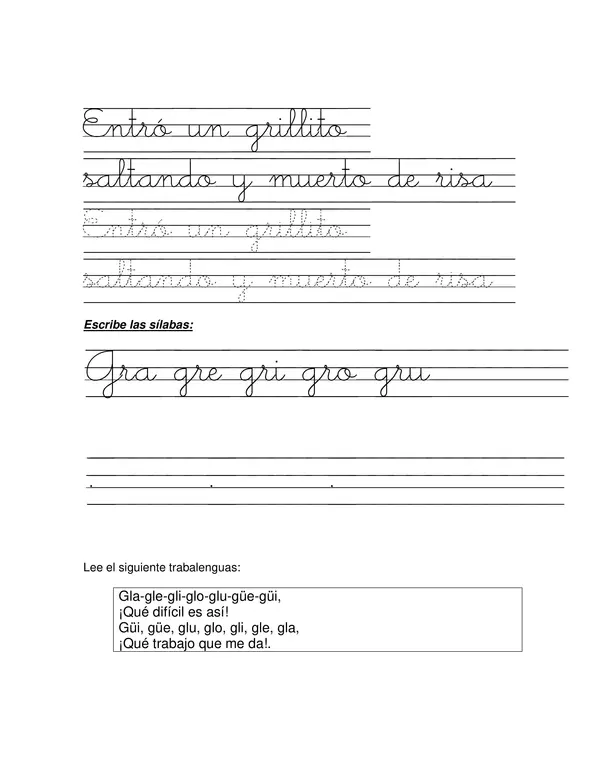 Guia de Poema Un Grillo Conmigo y Grupo GR para Lenguaje 1 Basico