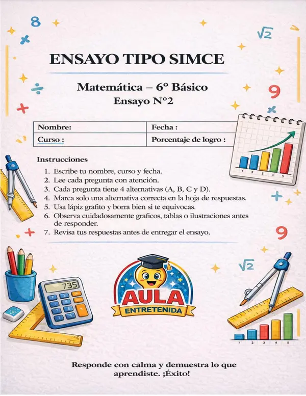 Ensayo SIMCE N°1 de Matemática para 6° Básico 