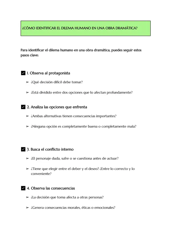 📘 Guía: El Conflicto y los Dilemas Humanos en las Obras Dramáticas 🎭 1°M