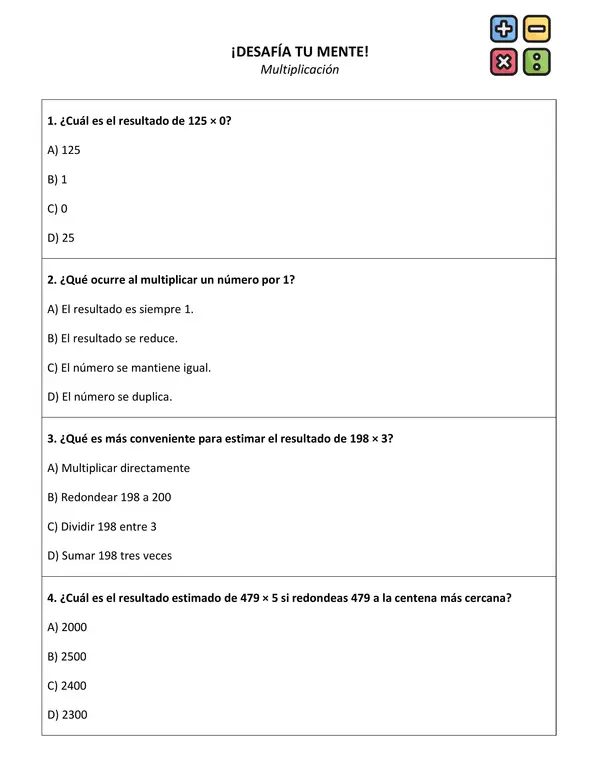 Multiplicación - Guía de ejercicios
