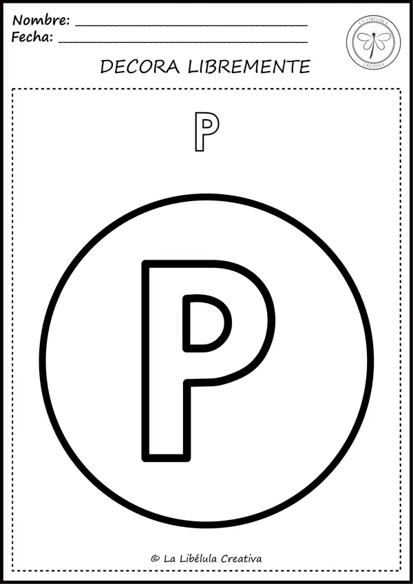 Fichas para colorear Objetos Letra P NO PREP color