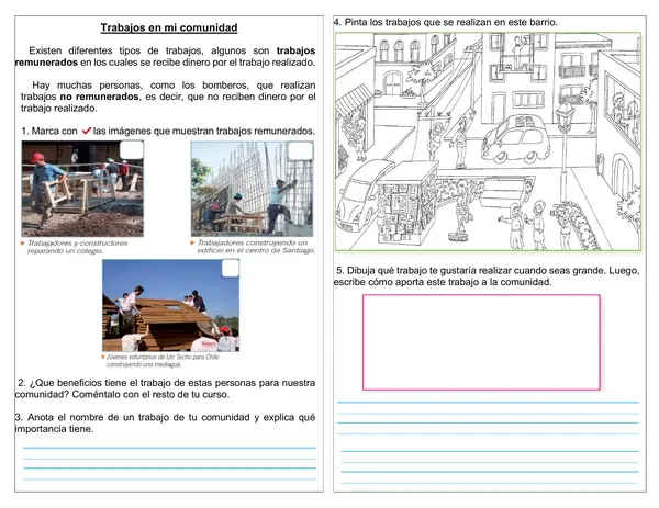 Guía historia 1° año "Trabajos en mi comunidad"