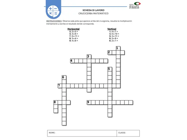 CRUCIGRAMA MATEMÁTICO