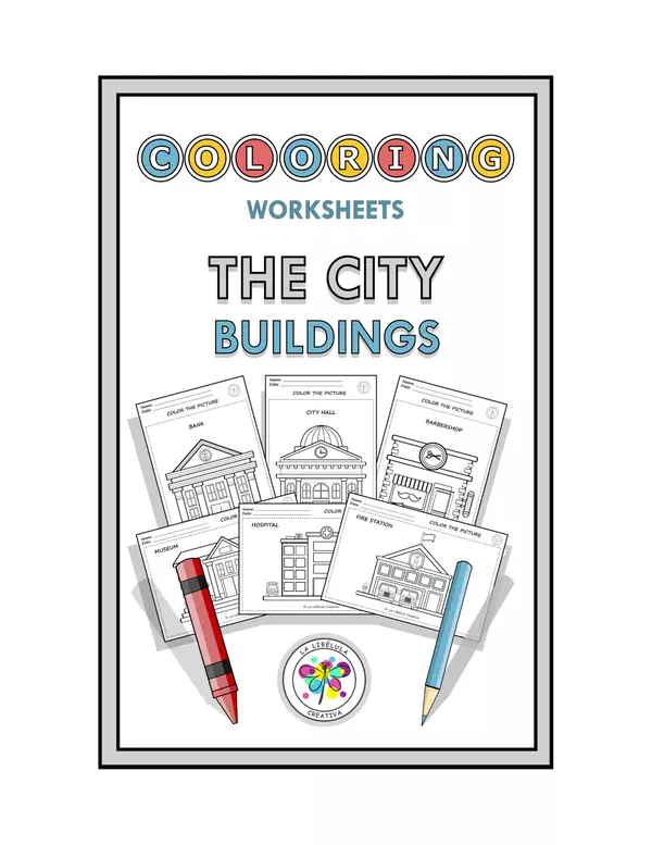 Worksheets Coloring City Buildings Places Craft Decorate