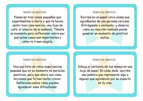 Flashcards/ Tarjetario de la gratitud