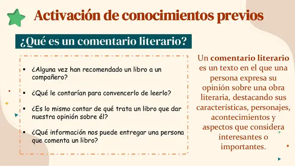 Análisis de información presente en comentarios literarios