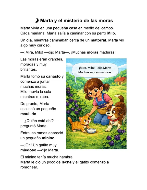 Cuento y Comprensión Lectora Letra M