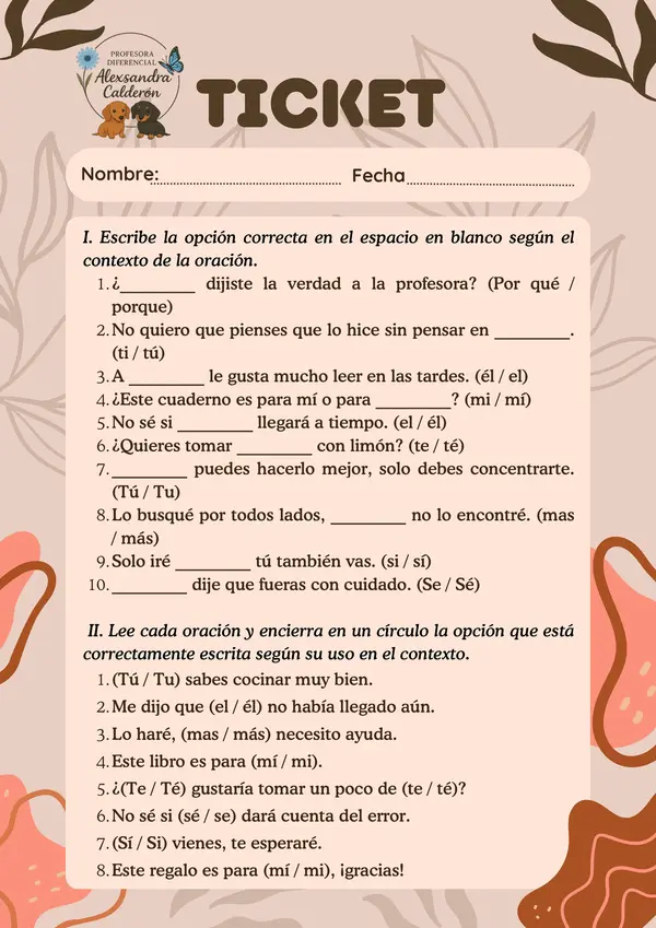 Ticket acentuación
