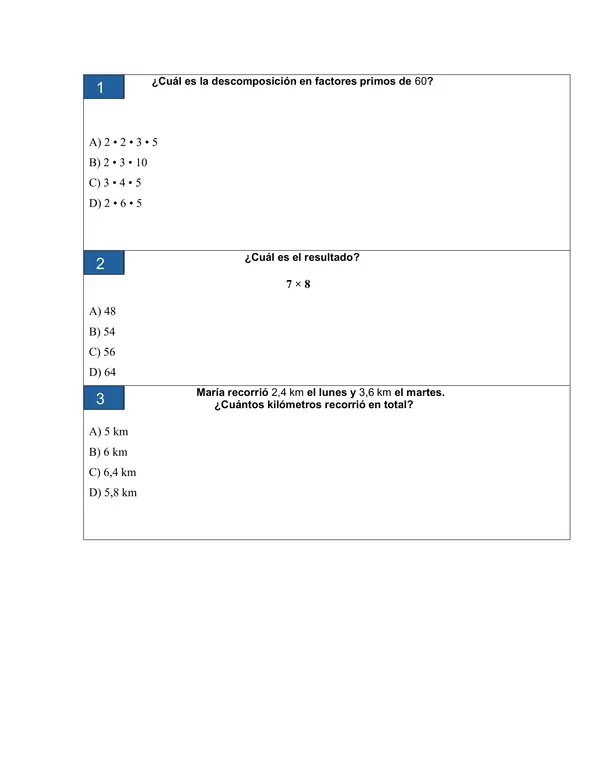 Ensayo SIMCE N°1 de Matemática para 6° Básico 