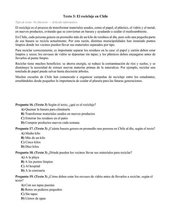 Ensayo simce 4to básico lenguaje 