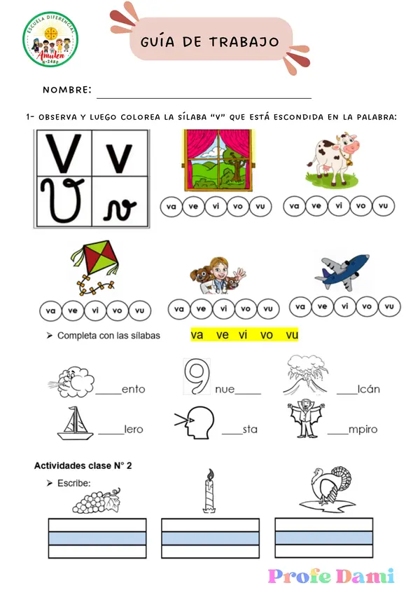 GUÍA LECCIÓN COCINA - VASO - HIJO - MUÑECA