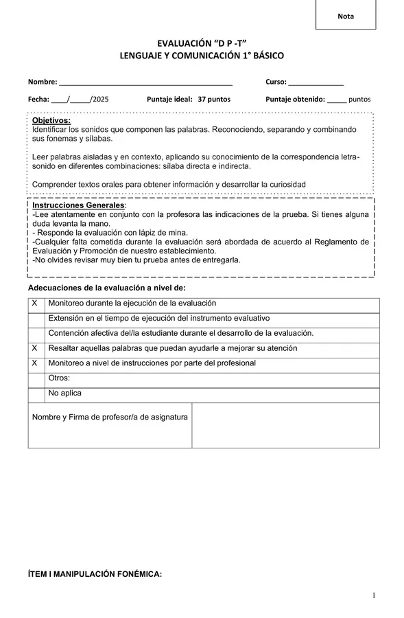 Evaluación DPT