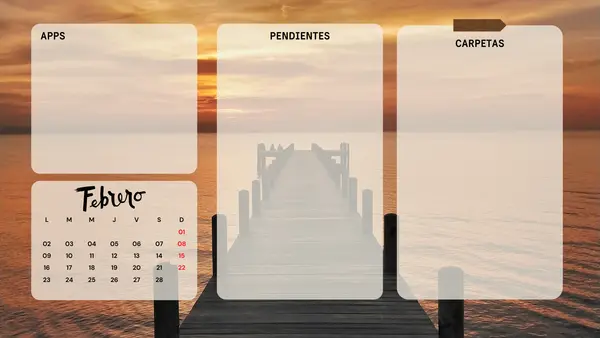 Fondo de Pantalla Organizador para PC – Apps, Carpetas y Pendientes + Calendario Mensual