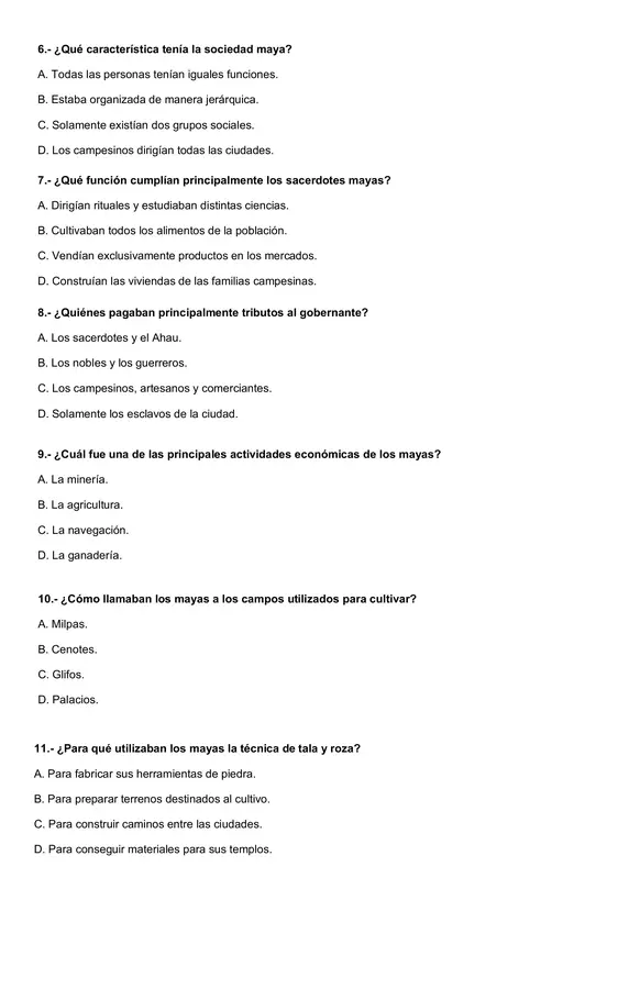 evaluación civilización Maya