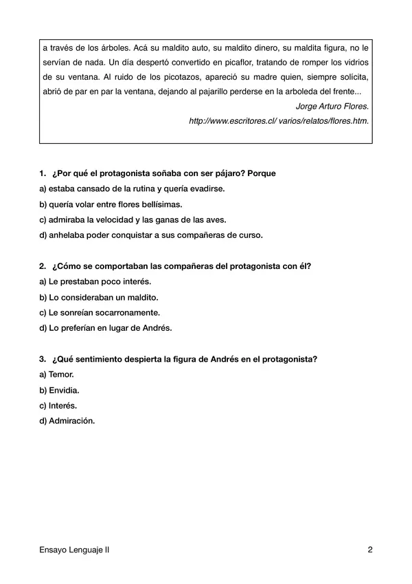 Ensayo SIMCE Lenguaje, "2dos medios" 