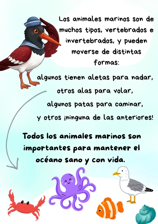 Ilustraciones coloreables Animales marinos de Chile