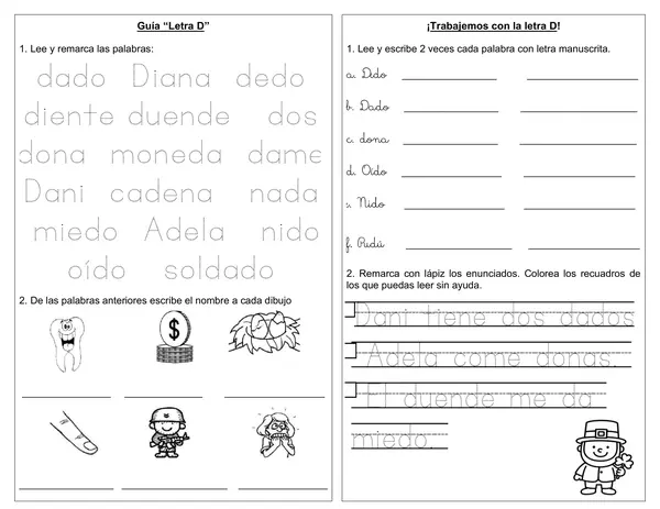 Guía 1° básico "Letra D"