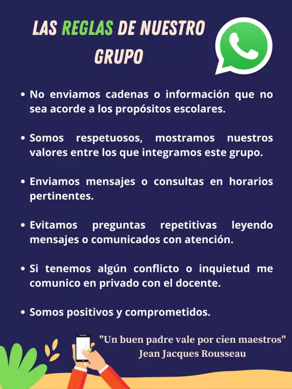Las reglas de nuestro grupo de Whatsapp (con padres de familia)